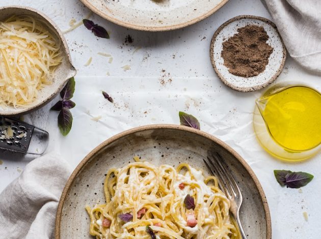 pasta on plate with fork